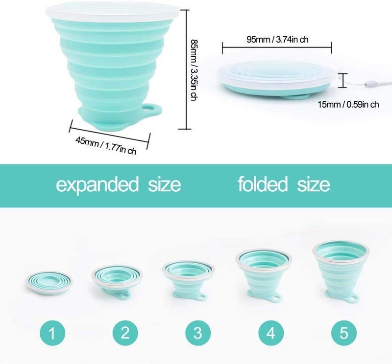 IYYI Collapsible Cups for Traveling, Silicone Collapsible Cups, Camping Mugs, Foldable Cup, Folding Cup for Camping, Hiking, Outdoors, Travel (Gray-Green) - Image 5